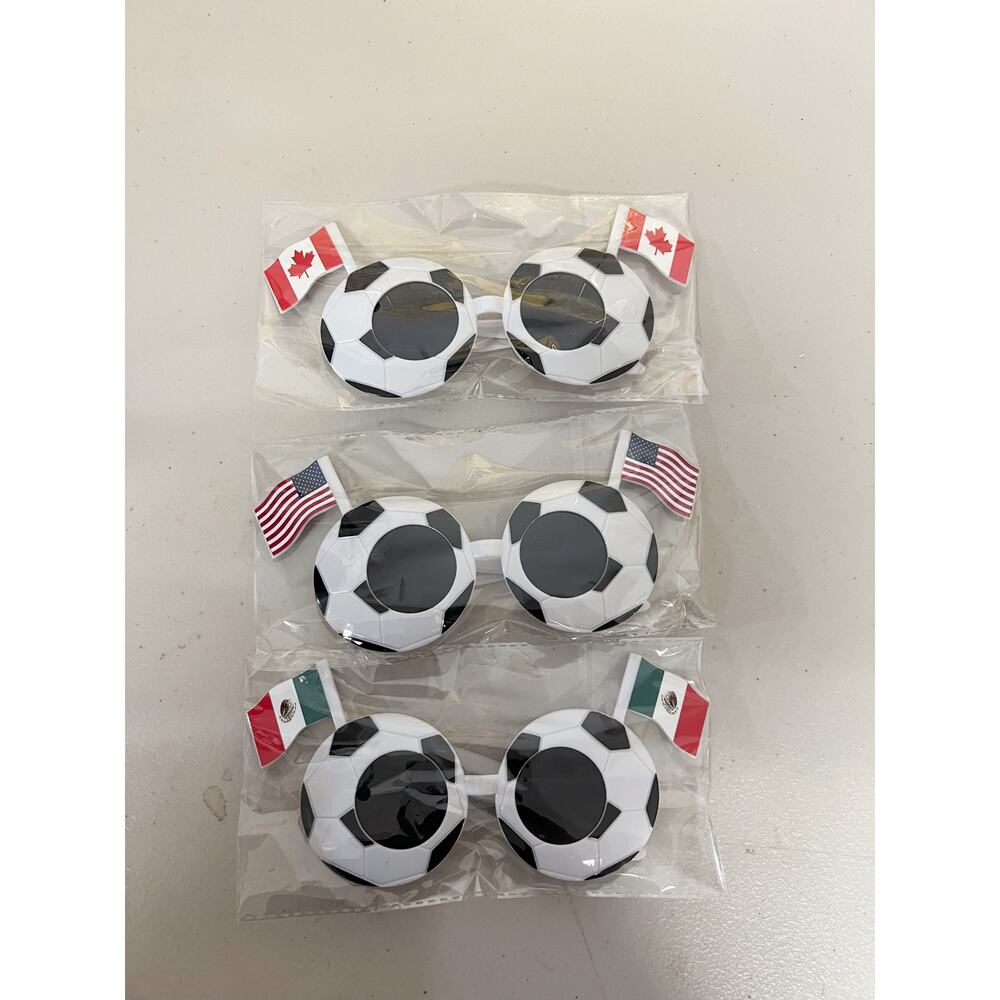3 Pack 2026 World Cup Flag Soccer Party Sunglasses USA Canada Mexico